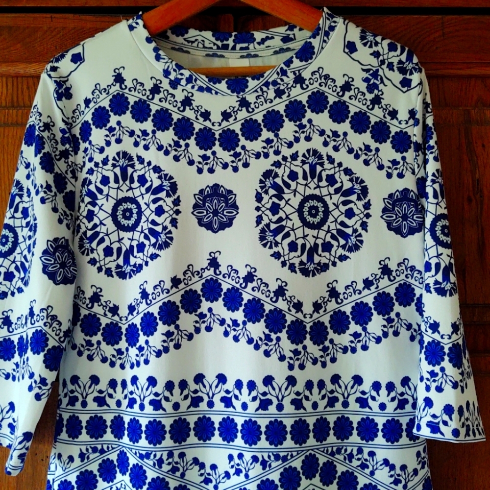 Blue and White Dress